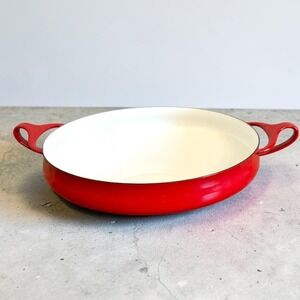 Dansk Kobenstyle Quistgaard Red Enamel Cast Iron Paella Pan Four Ducks IHQ 10"